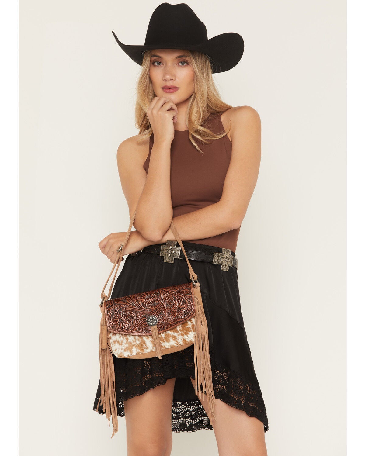 Shyanne Women's Cassidy Shoulder Bag, Brown, hi-res