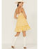 Image #3 - Mittoshop Women's Gingham Smocked Front Dress, Mustard, hi-res