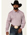 RANK 45 Men's Producer Jacquard Print Long Sleeve Button-Down Western Shirt , Purple, hi-res