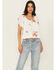Image #1 - Wild Moss Women's Embroidered Tie-Front Top, White, hi-res