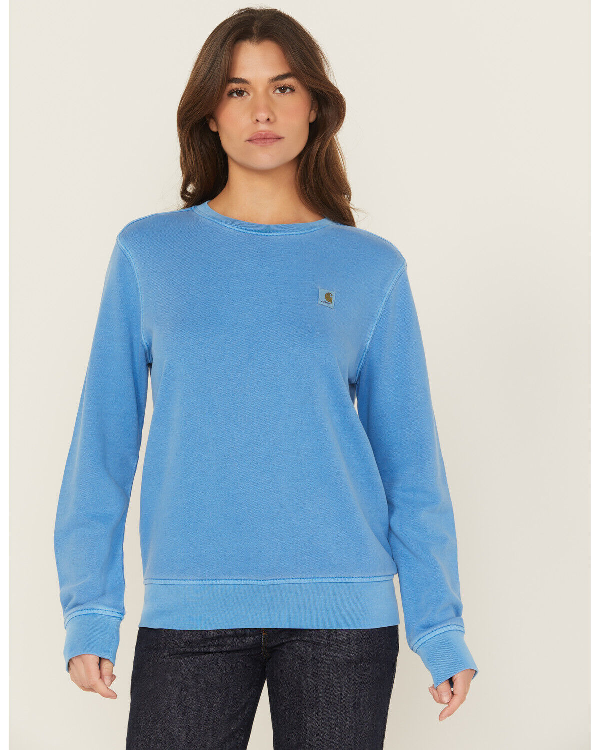 Image #1 - Carhartt Women's TENCEL™ Fiber Series Relaxed Fit Midweight French Terry Sweatshirt, Blue, hi-res