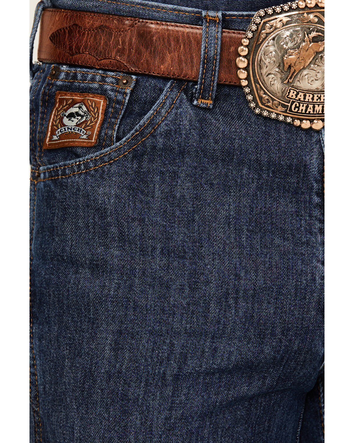 Image #2 - Cinch Men's Bronze Label Dark Wash Slim Tapered Rigid Denim Jeans, Blue, hi-res
