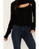 Image #3 - Revel Women's Cable Knit Cutout Sweater, Black, hi-res