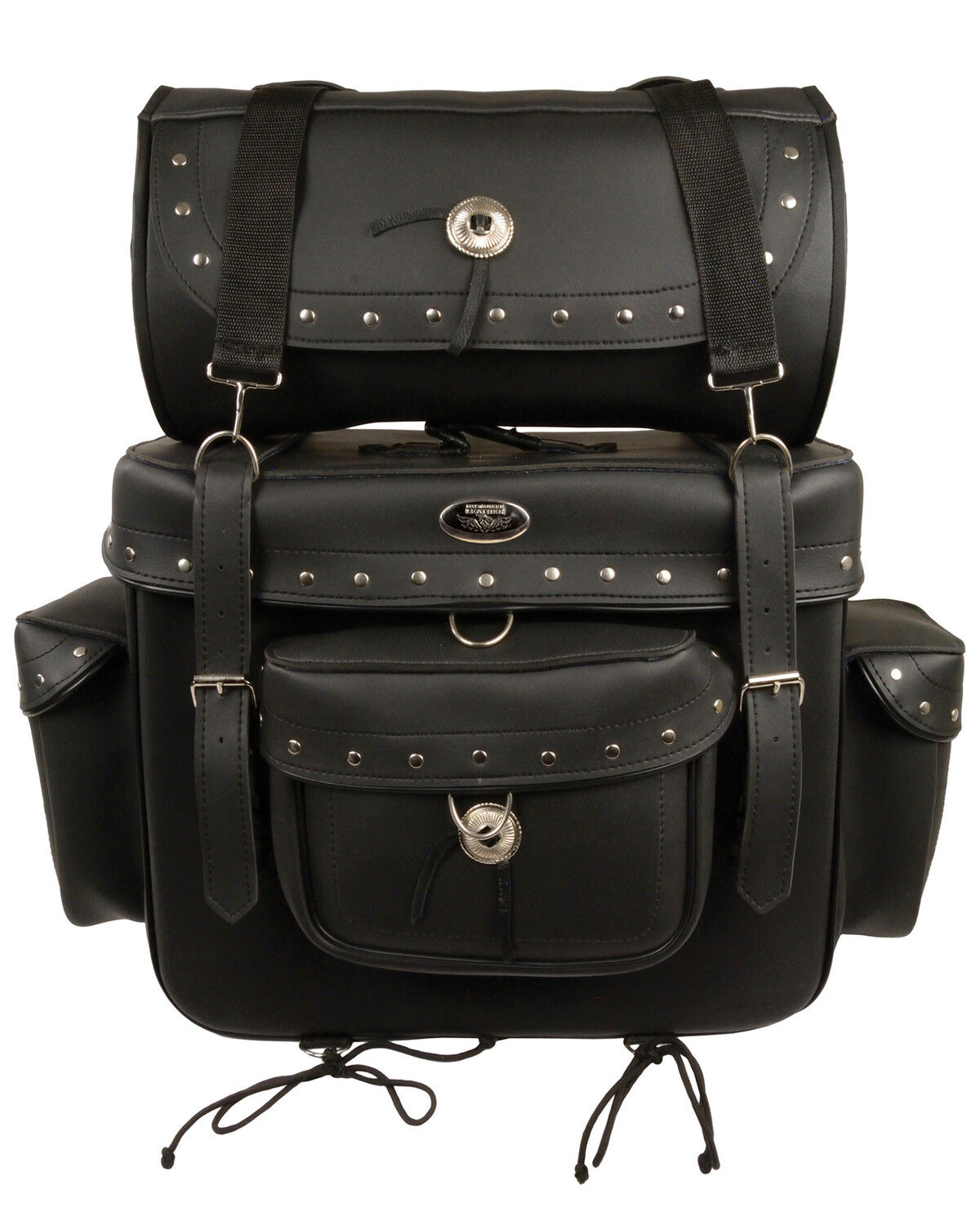 Image #5 - Milwaukee Leather Large PVC 2 Piece Touring Studded Sissy Bar Pack, Black, hi-res