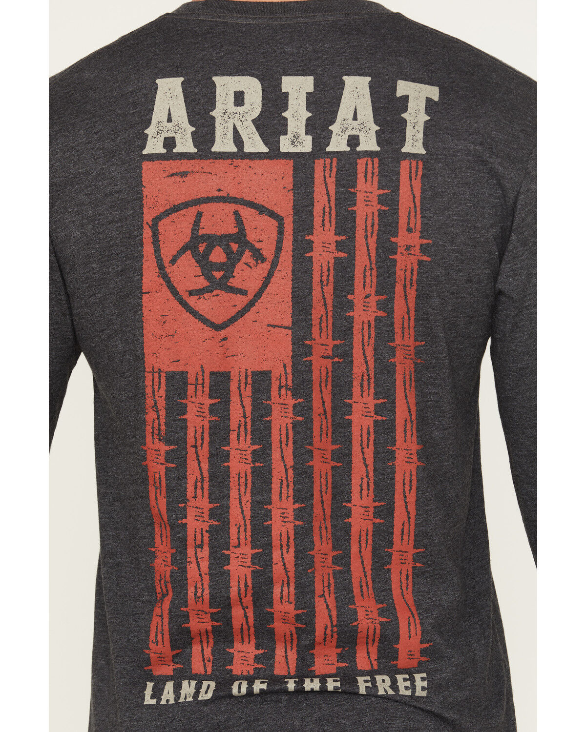 Image #4 - Ariat Men's Barbed Flag Logo Long Sleeve Graphic T-Shirt, Charcoal, hi-res