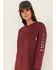 Image #2 - Ariat Women's FR Stretch USA Logo Long Sleeve Work T-Shirt, Dark Red, hi-res