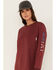 Image #2 - Ariat Women's FR Stretch USA Logo Long Sleeve Work T-Shirt , Dark Red, hi-res