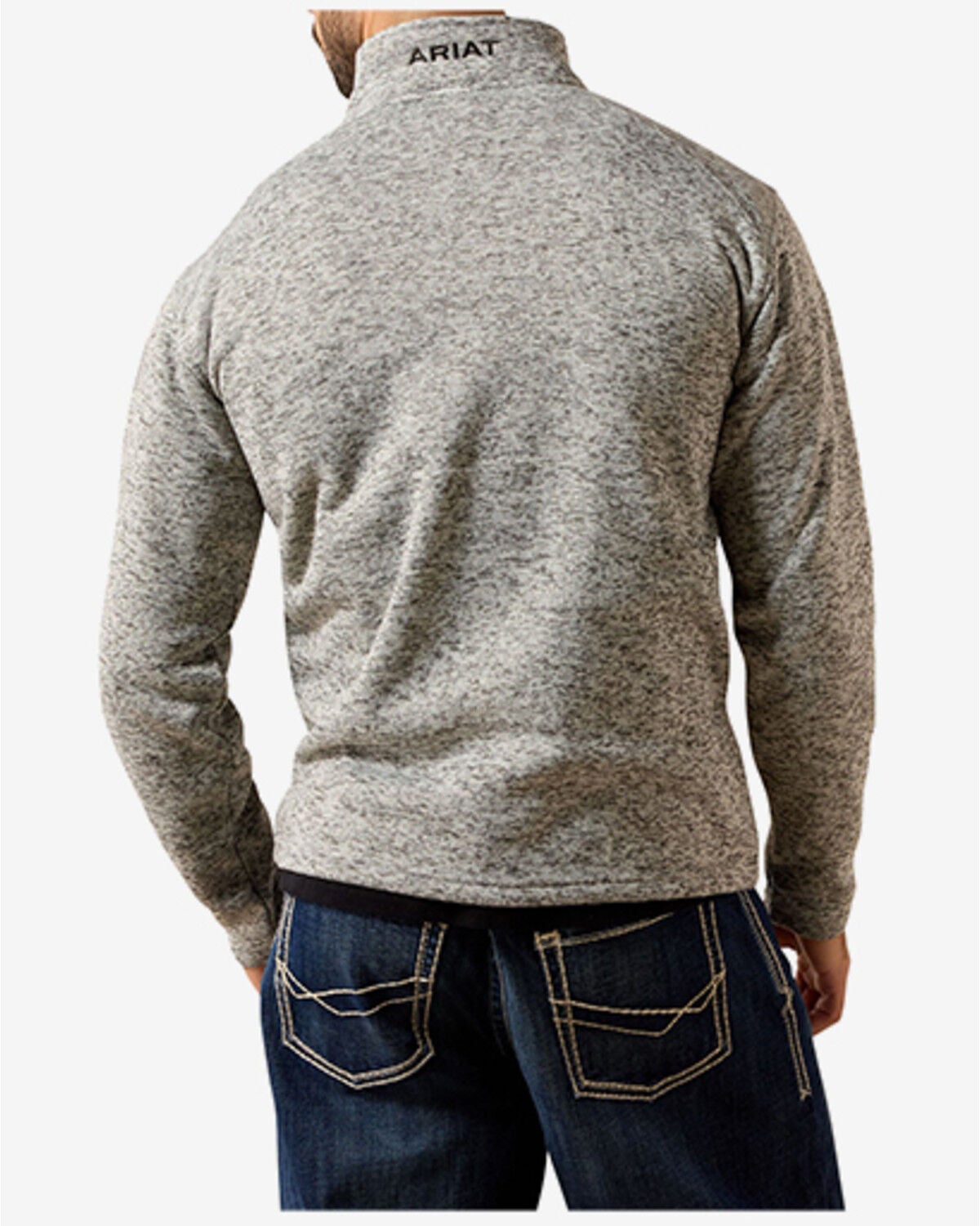 Image #3 - Ariat Men's Caldwell 1/4 Zip Sweater, Heather Grey, hi-res