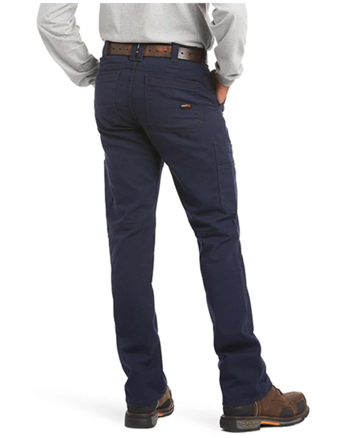 Image #1 - Ariat Men's FR M5 Stretch DuraLight Canvas Stackable Straight Work Pants, Navy, hi-res