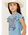 Image #2 - Shyanne Girls' Peace Love Cowgirls Flutter Sleeve Graphic Tee, Light Blue, hi-res