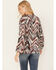 Image #4 - Shyanne Women's Printed Rayon Dobby Peasant Blouse , Maroon, hi-res