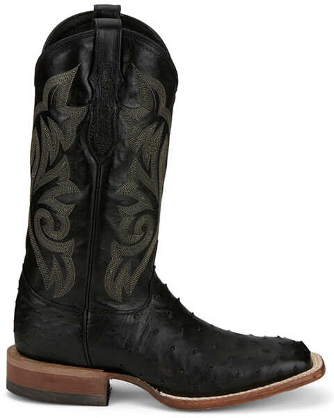 Image #2 - Justin Men's Exotic Full Quill Ostrich Western Boots - Broad Square Toe, Black, hi-res
