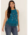 Idyllwind Women's Cameo Beaded Fringe Tank Top, Blue, hi-res