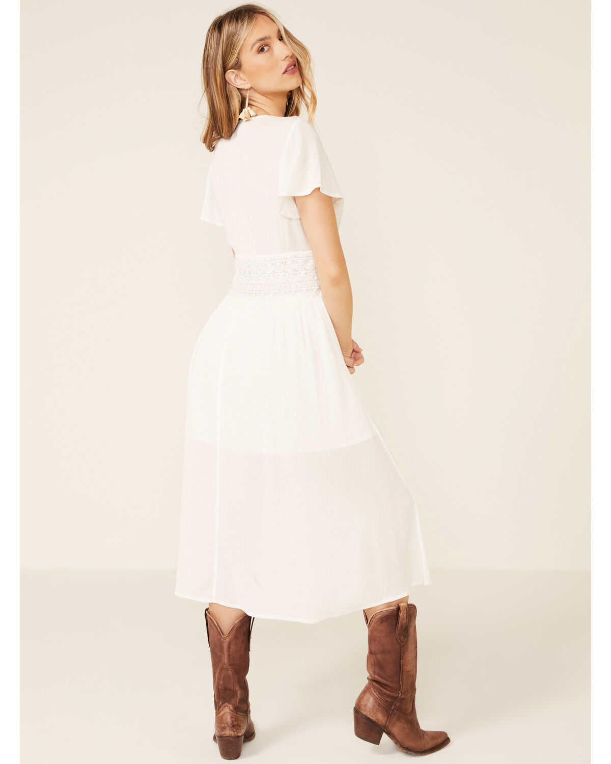 Image #4 - Beyond The Radar Women's Cream Lace Button Dress, , hi-res