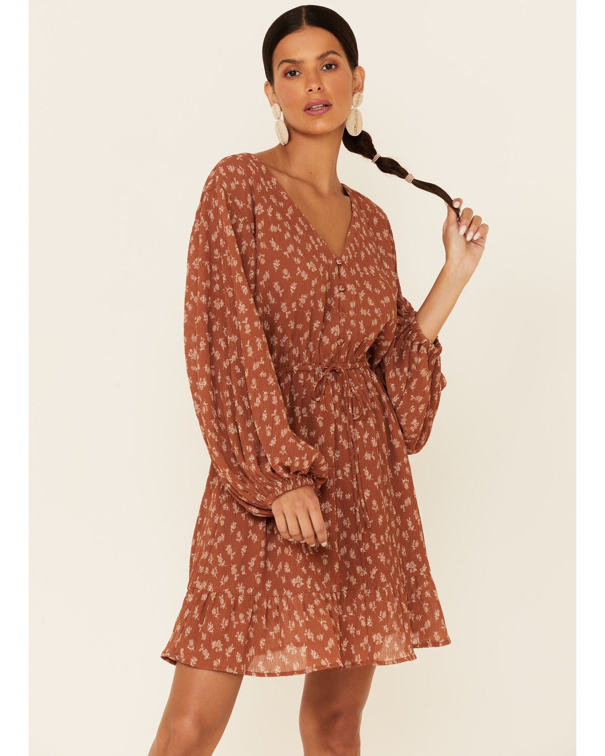 rust floral dress