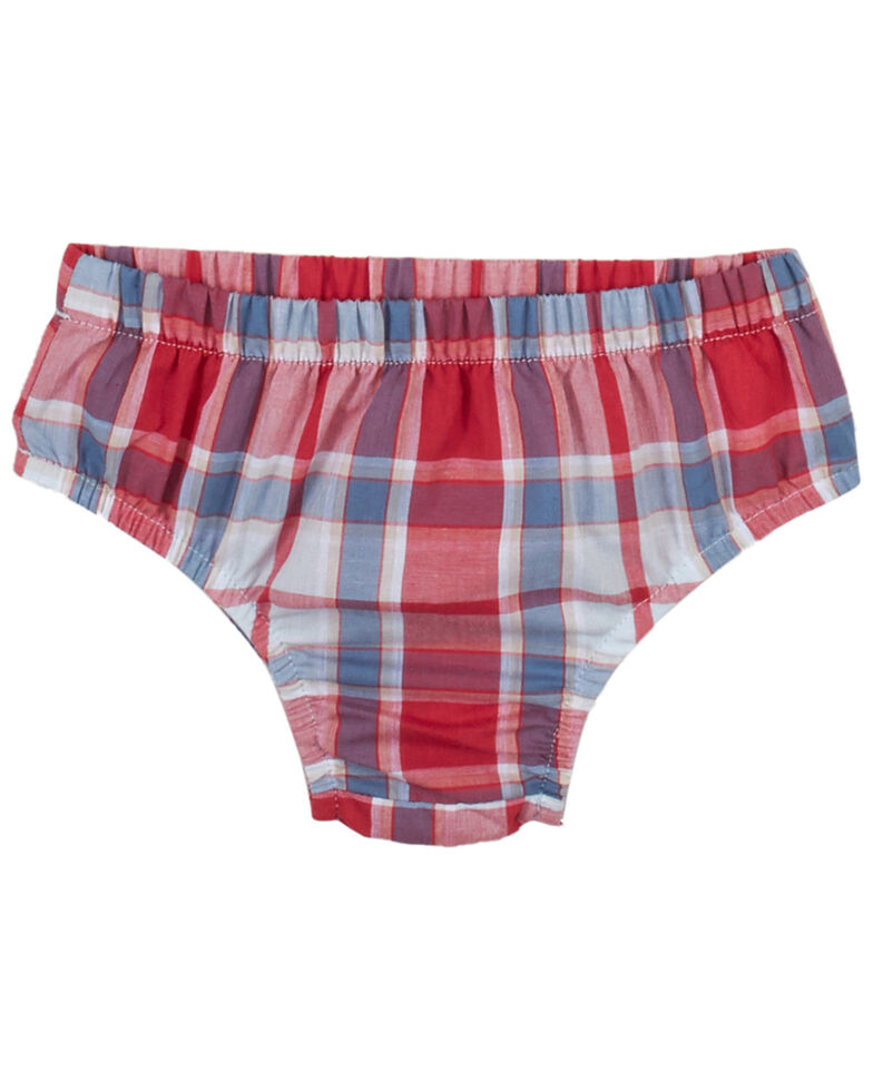Wrangler Infant Girls' Red & Plaid Ruffle Sleeveless Dress & Diaper Cover Set , Red, hi-res