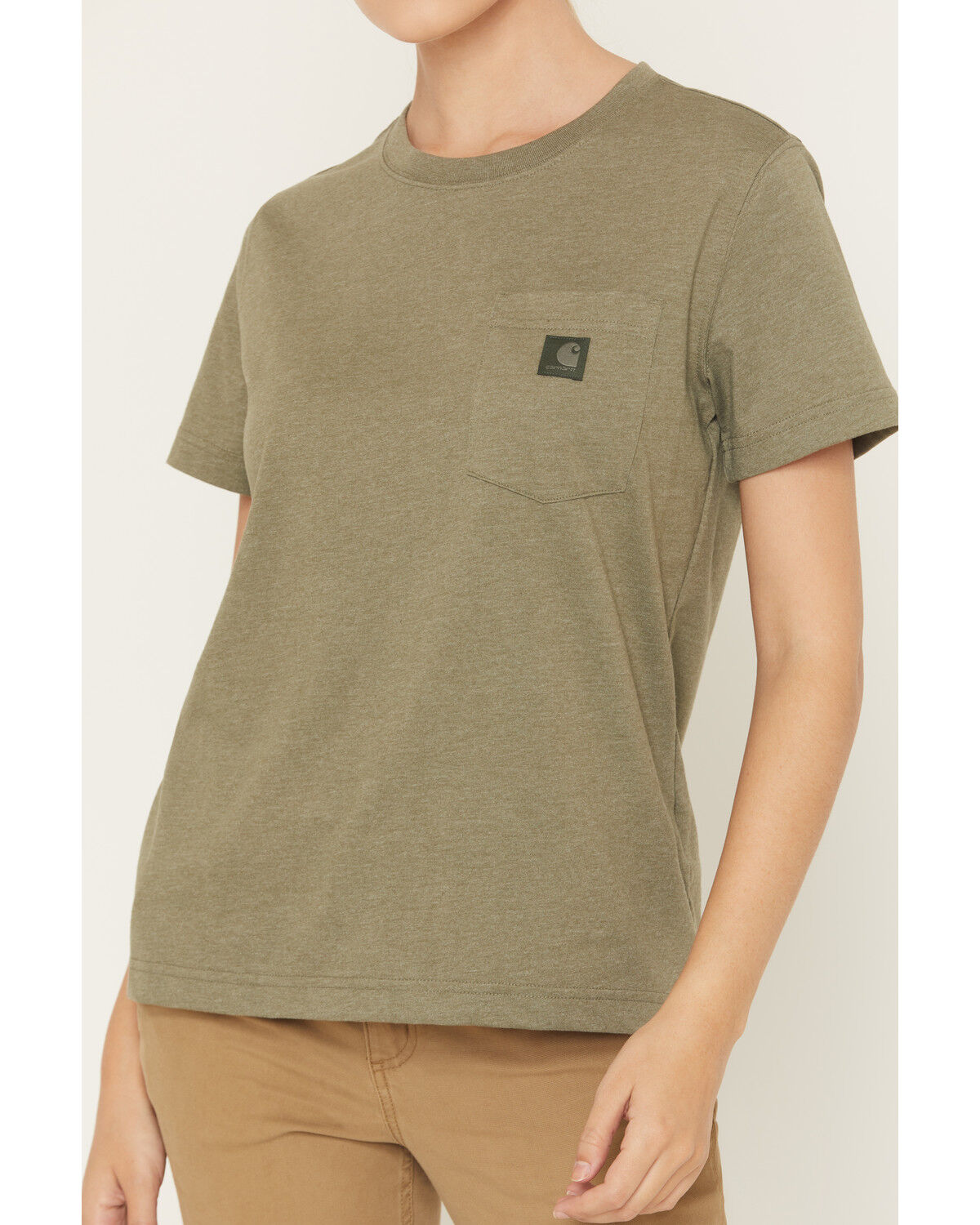 Image #3 - Carhartt Women's Relaxed Fit Lightweight Short Sleeve Pocket Tee, Heather Green, hi-res