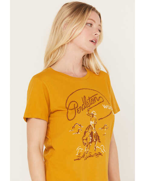 Image #2 - Pendleton Women's Rodeo Cowgirl Short Sleeve Graphic Tee, Mustard, hi-res