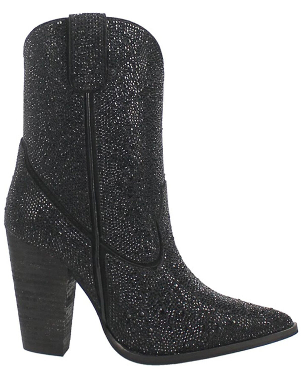 Image #2 - Dingo Women's Neon Moon Rhinestone Booties - Round Toe, Black, hi-res