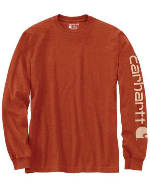 Carhartt Men's Loose Fit Heavyweight Long Sleeve Logo Graphic Work T-Shirt, Orange, hi-res