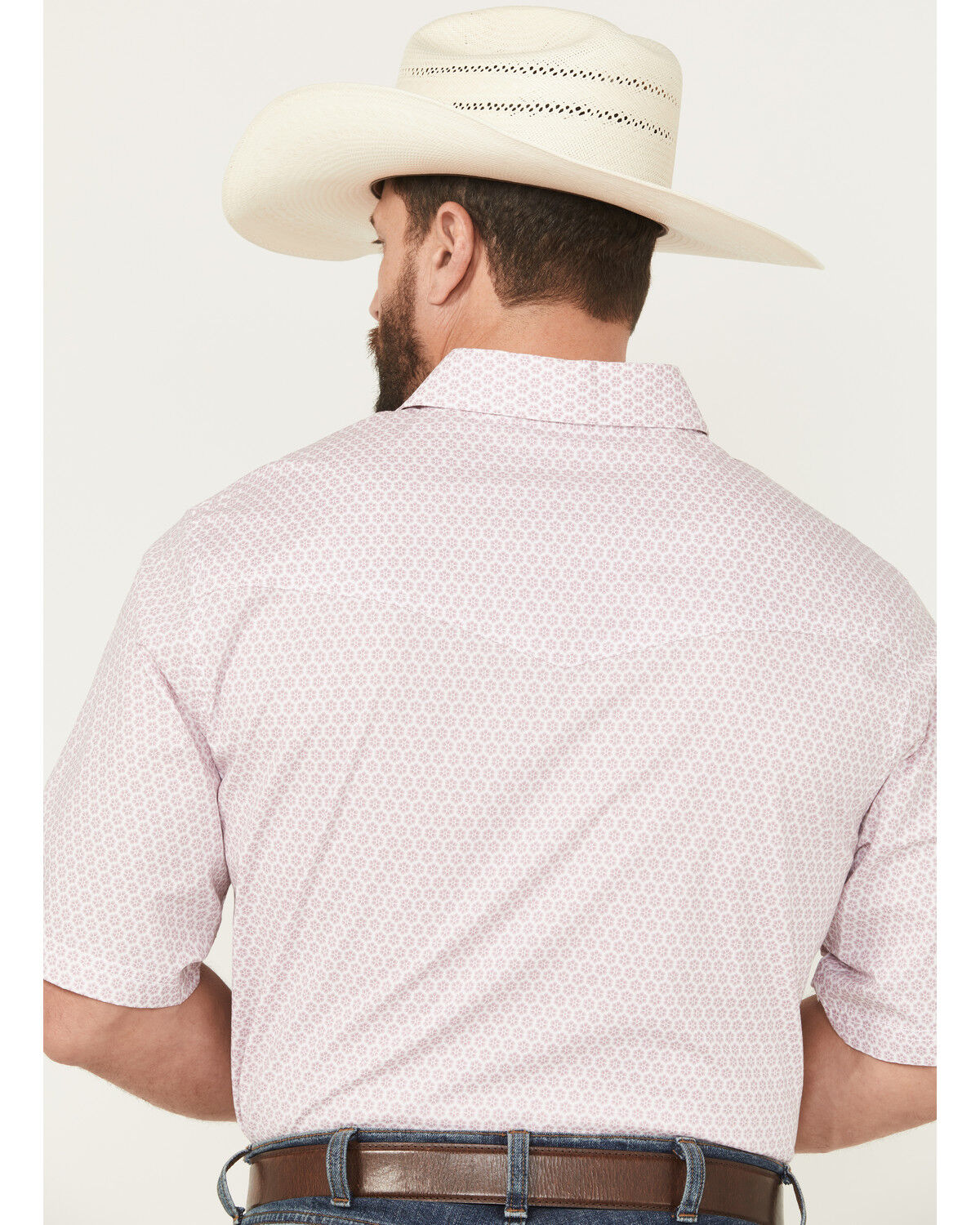 Image #4 - Wrangler Men's 20X Geo Print Short Sleeve Snap Stretch Western Shirt - Tall, White, hi-res