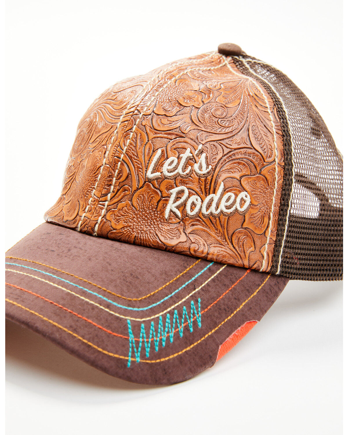 Image #2 - Catchfly Women's Let's Rodeo Ball Cap, Orange, hi-res