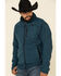 Powder River Outfitters Men's Teal Waffle Melange Knit Zip-Front Jacket , Teal, hi-res