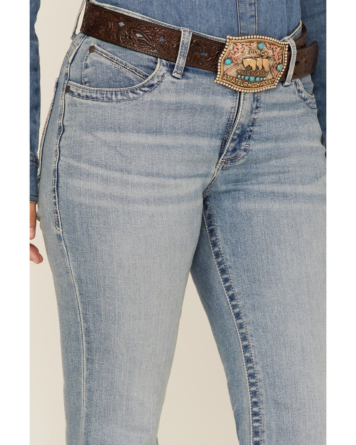 Image #2 - Wrangler Women's Light Wash Mid Willow Ultimate Riding Bootcut Jeans, Blue, hi-res