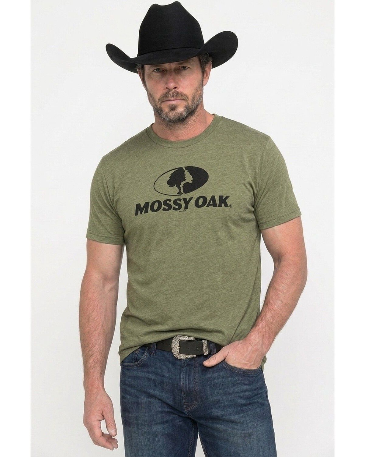 Image #1 - Mossy Oak Men's Classic Logo Short Sleeve Graphic T-Shirt, Olive, hi-res