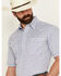 Image #2 - Panhandle Men's Southwestern Print Short Sleeve Pearl Snap Stretch Western Shirt, Blue, hi-res