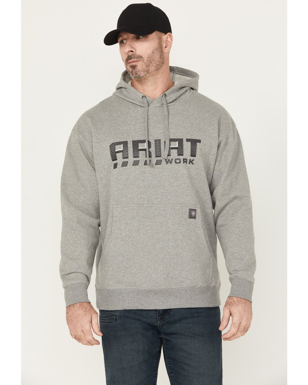 Ariat Men's Rebar Workman Drive Hooded Sweatshirt, Grey, hi-res