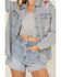 Image #3 - Blue B Women's Light Wash Denim Western Patchwork Long Sleeve Button-Down Western Shirt, Light Wash, hi-res