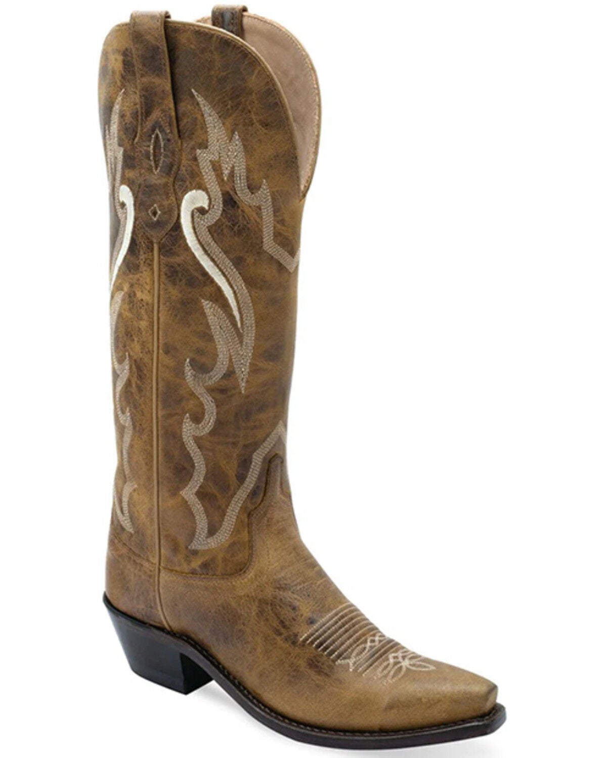 Old West Women's Tall Western Boots - Snip Toe, Tan, hi-res