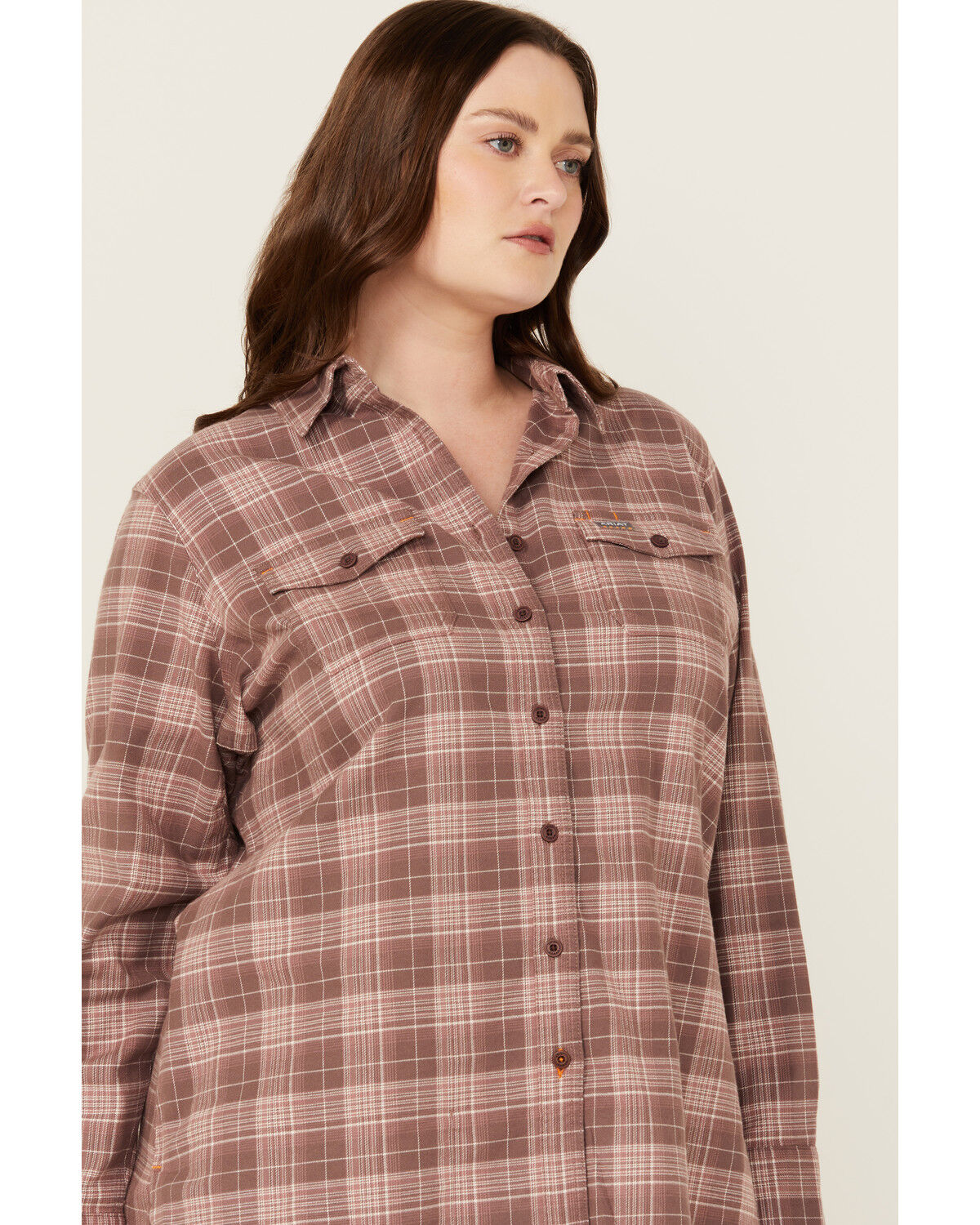 Image #2 - Ariat Women's Rebar Durastretch Plaid Print Long Sleeve Stretch Button-Down Flannel Work Shirt - Plus, Multi, hi-res