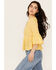 Image #2 - Shyanne Women's Inset Lace Embroidered Peasant Top , Yellow, hi-res