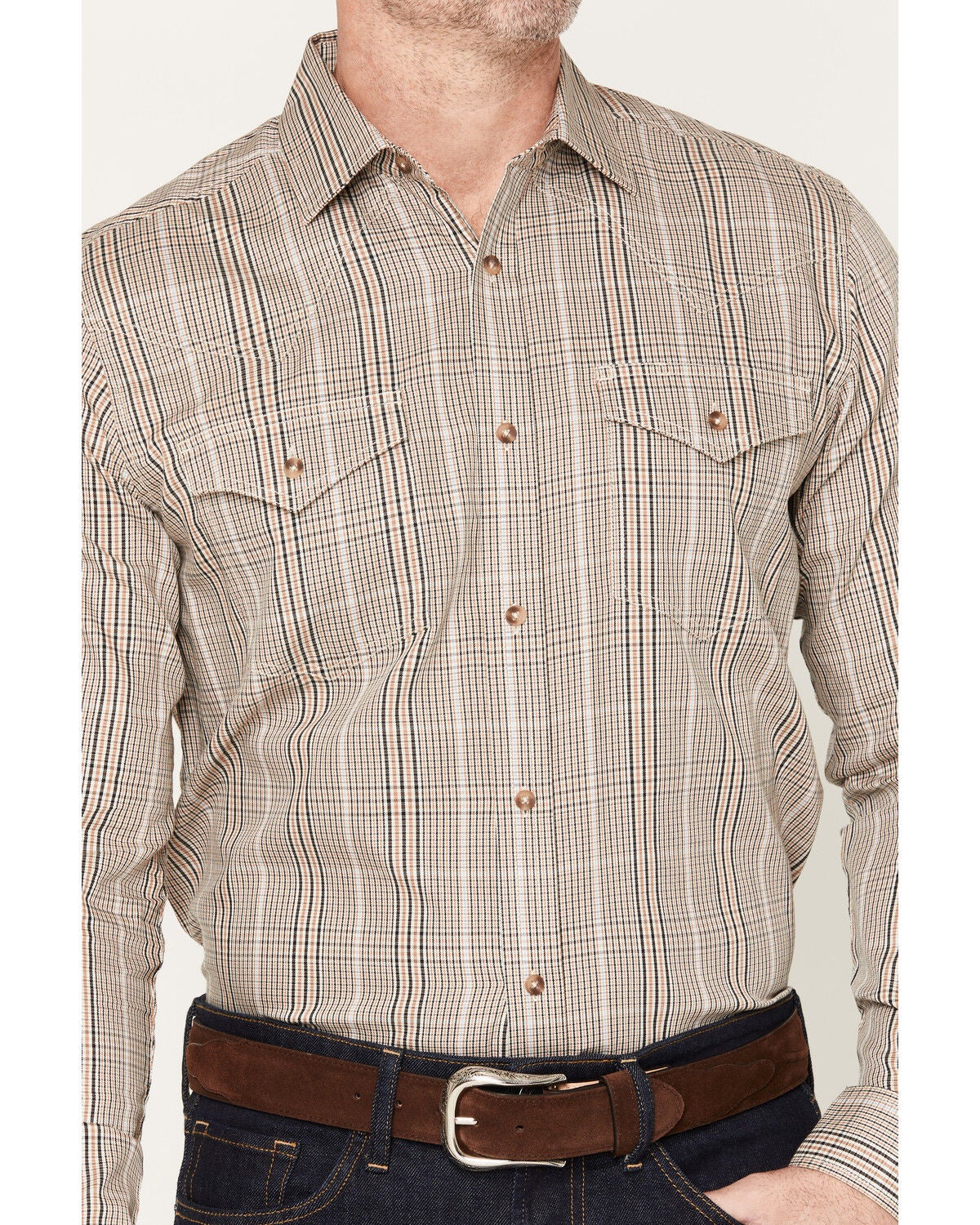 Image #3 - Cody James Black 1978&reg; Men's Pondera Plaid Print Long Sleeve Button-Down Western Shirt, Tan, hi-res