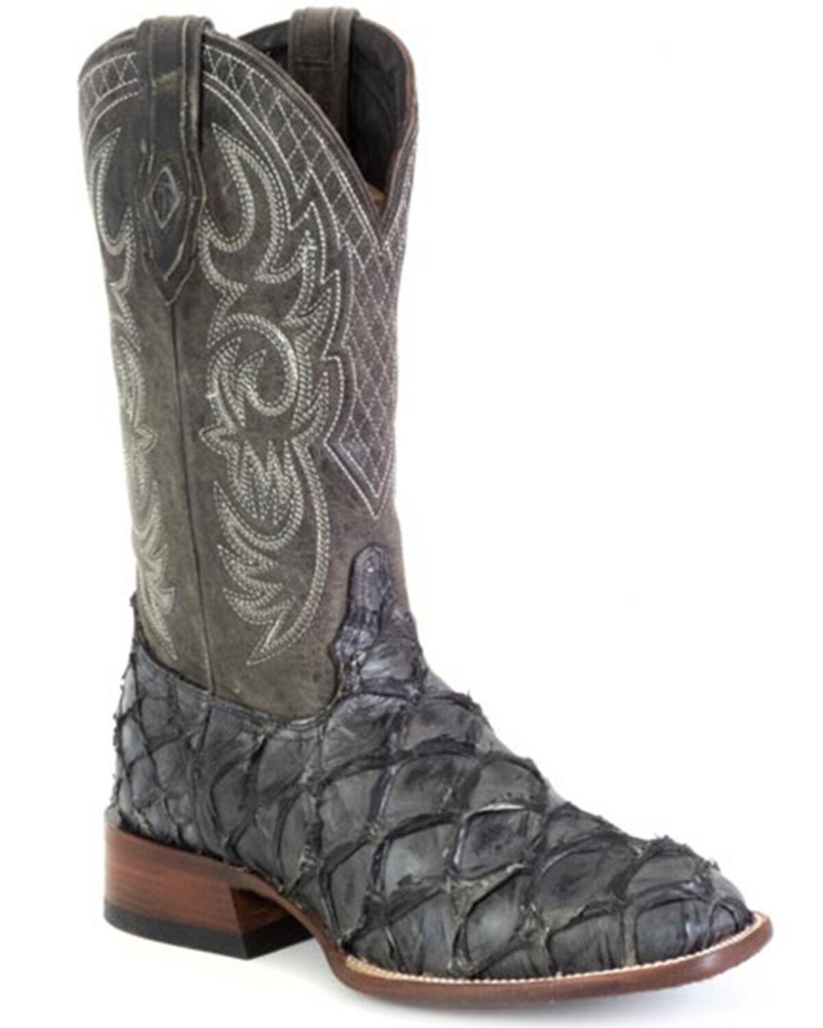 Image #1 - Stetson Men's Amazon Exotic Pirarucu Western Boots - Broad Square Toe, Grey, hi-res