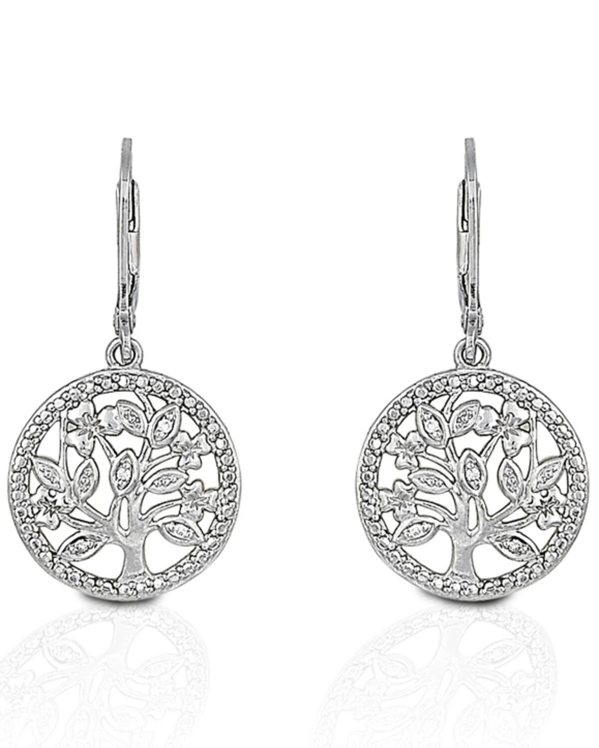 Image #1 - Kelly Herd Women's Silver Circle Tree of Nature Earrings, No Color, hi-res