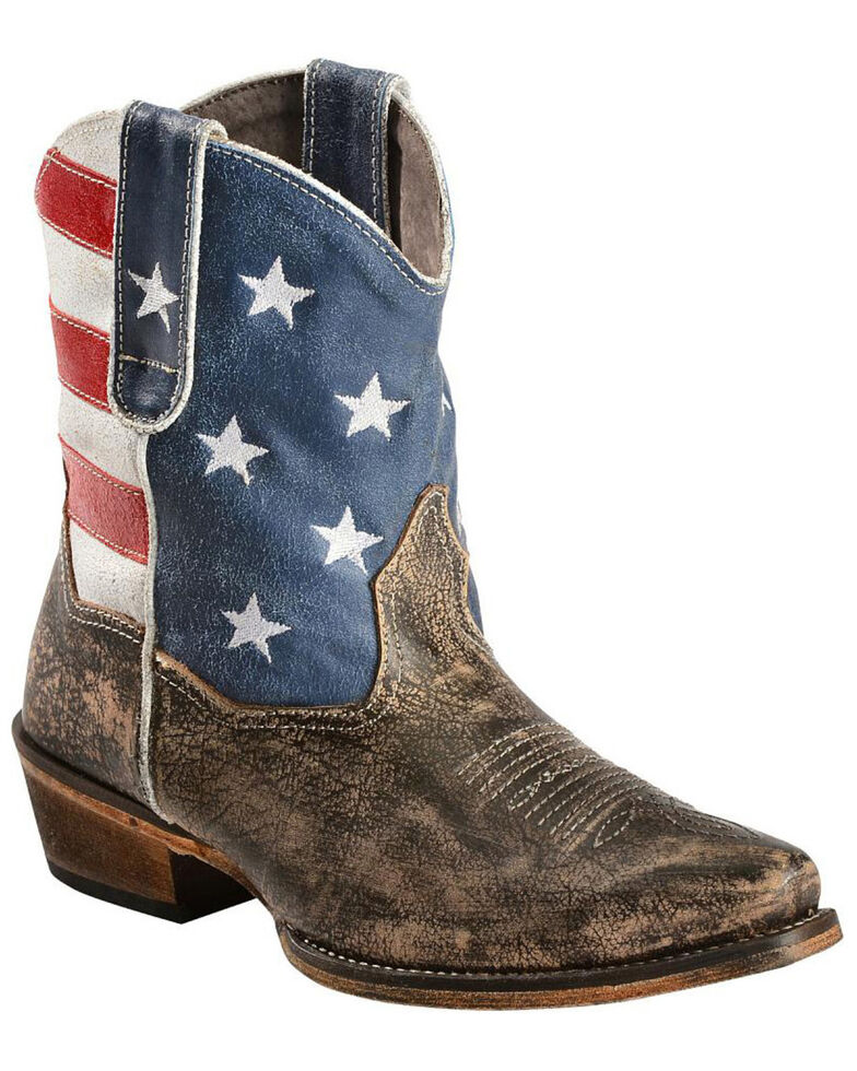 Roper Americana Patriotic Boots - Snip Toe, Brown, hi-res