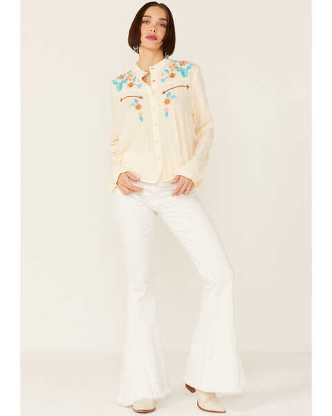Image #4 - Stetson Women's Rayon Crepe Floral Embroidered Long Sleeve Pearl Snap Western Shirt , , hi-res