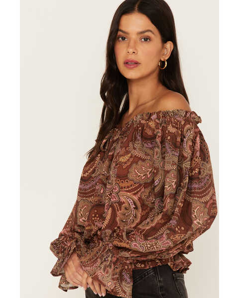 Image #2 - Flying Tomato Women's Paisley Print Off The Shoulder Top, , hi-res