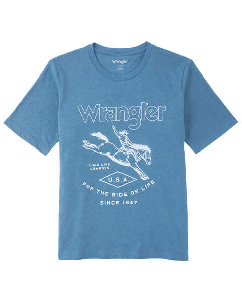 Image #1 - Wrangler Boys' Ride Of Life Short Sleeve Graphic T-Shirt , Blue, hi-res