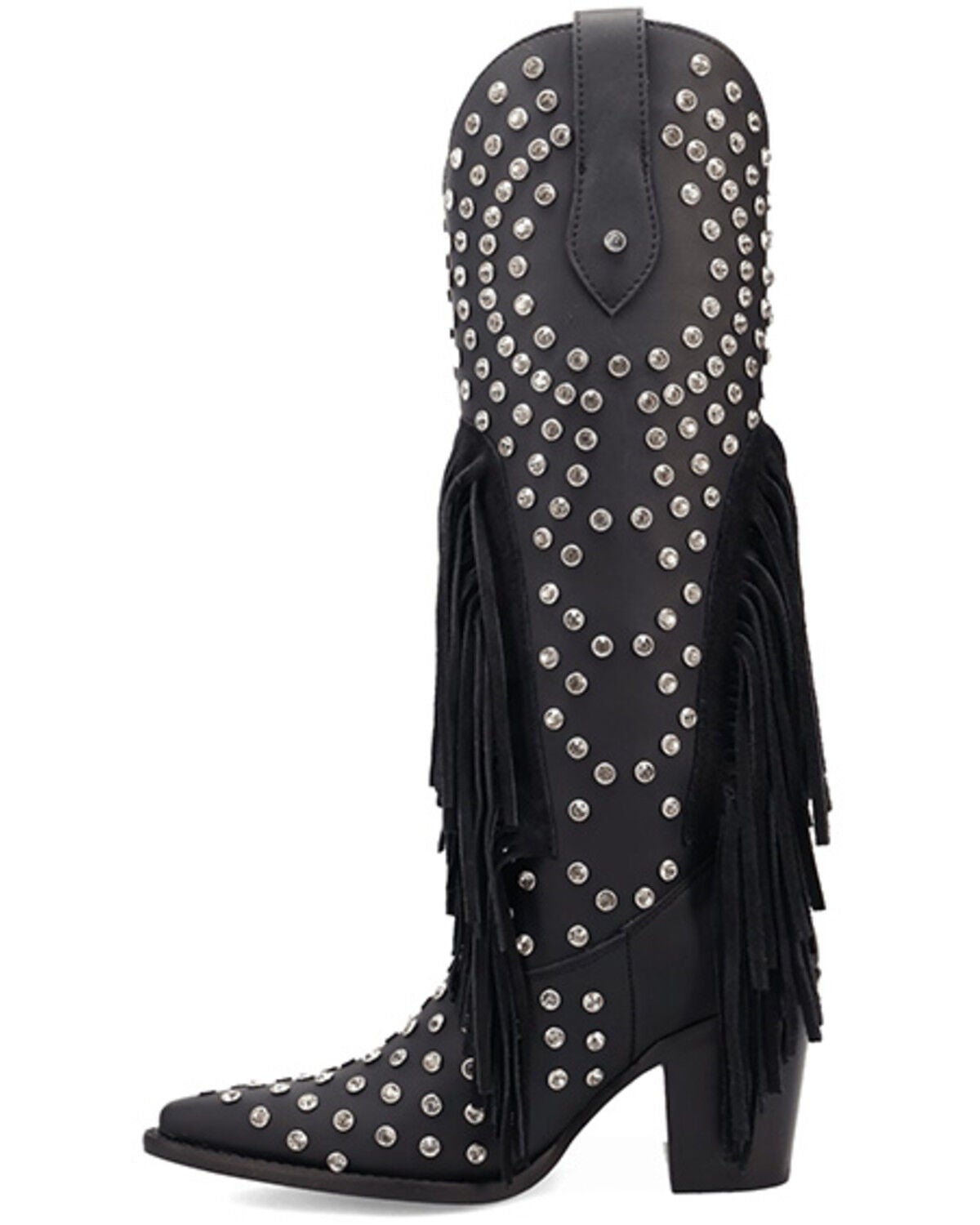 Image #3 - Dingo Women's Shoe Pony Fringe Rhinestone Tall Western Boots - Round Toe, Black, hi-res