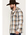 Wrangler Men's Plaid Print 1/4 Button Front Unlined Hooded Pullover, Tan, hi-res