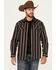 Image #1 - Moonshine Spirit Men's Lure Lurex Striped Print Long Sleeve Snap Western Shirt, Black, hi-res