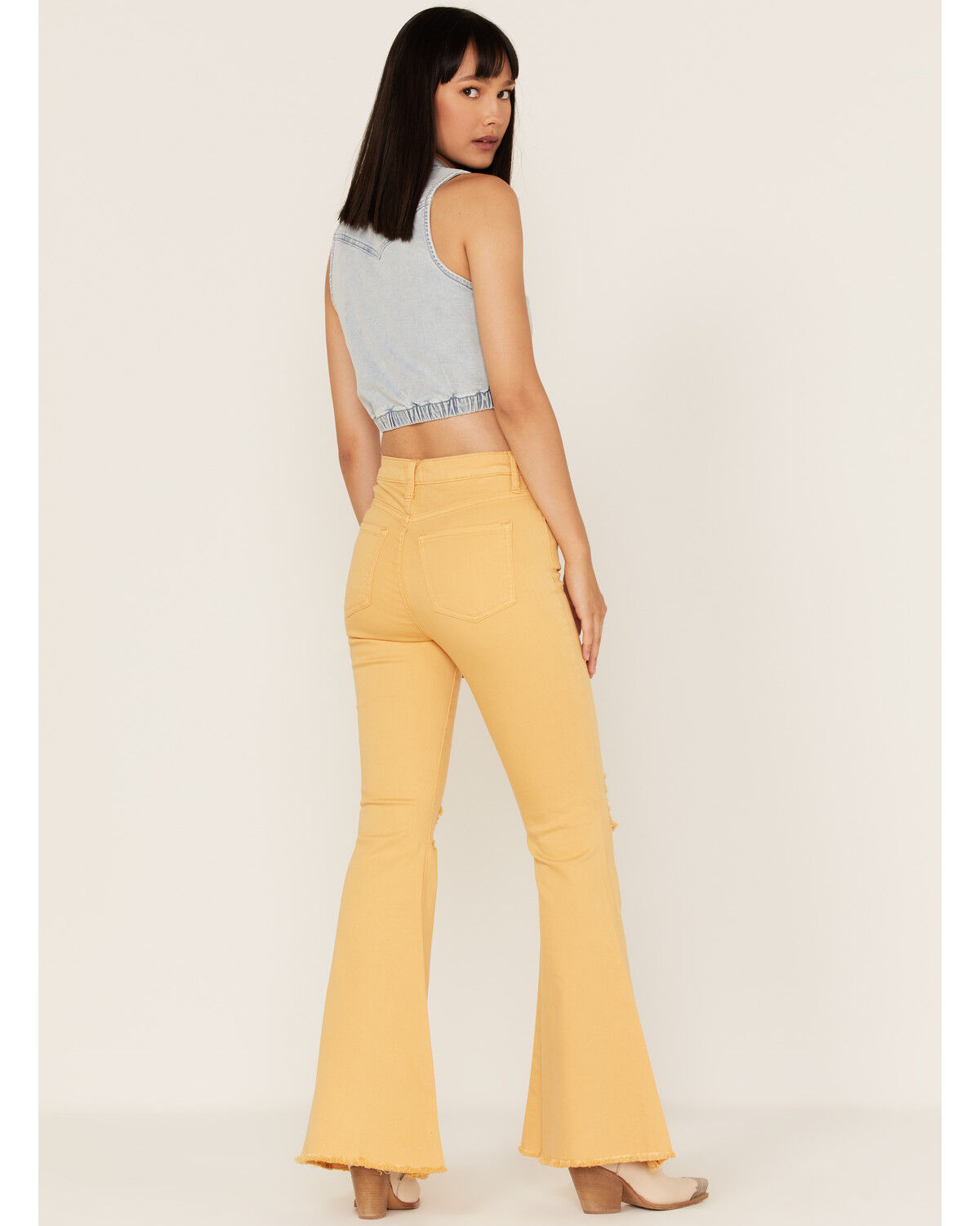 Image #3 - Sneak Peek Women's High Rise Distressed Flare Jeans, , hi-res