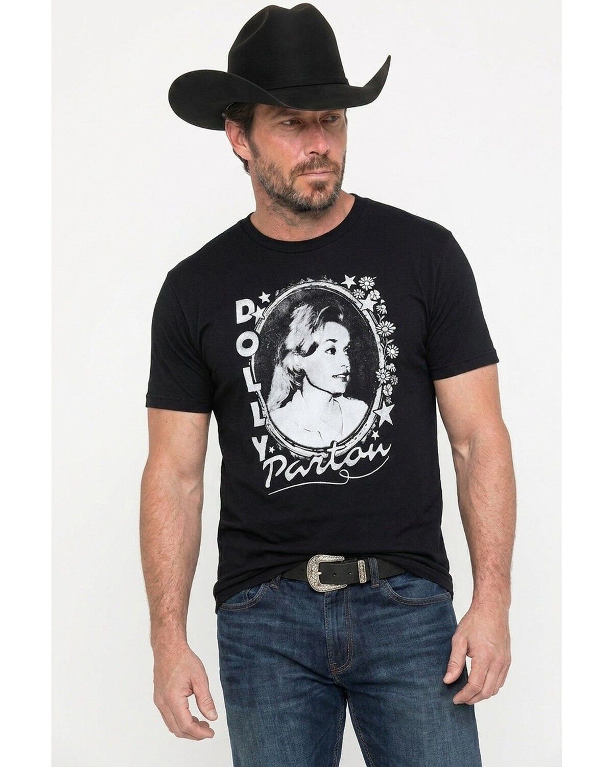 Dolly Parton Men's Framed Dolly Short Sleeve Graphic T-Shirt, Black, hi-res