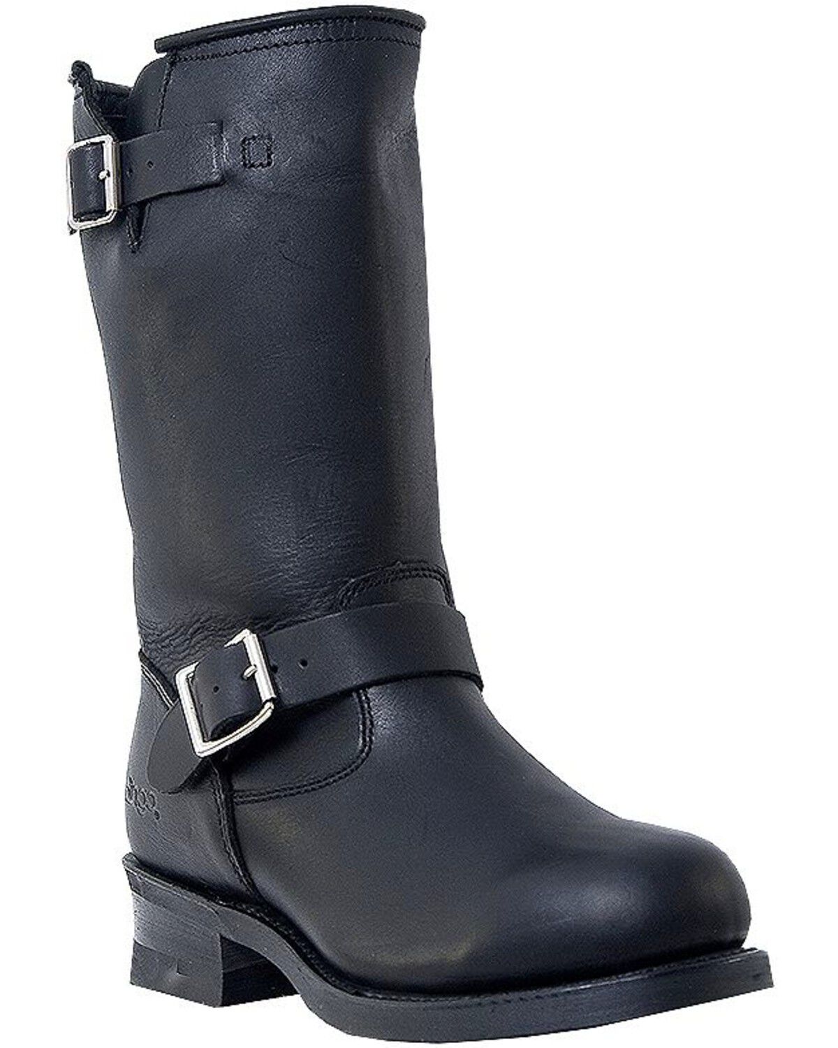 Dingo Round Toe Black Leather Boots