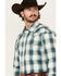 Image #2 - Roper Men's Amarillo Plaid Print Long Sleeve Snap Western Shirt, Turquoise, hi-res
