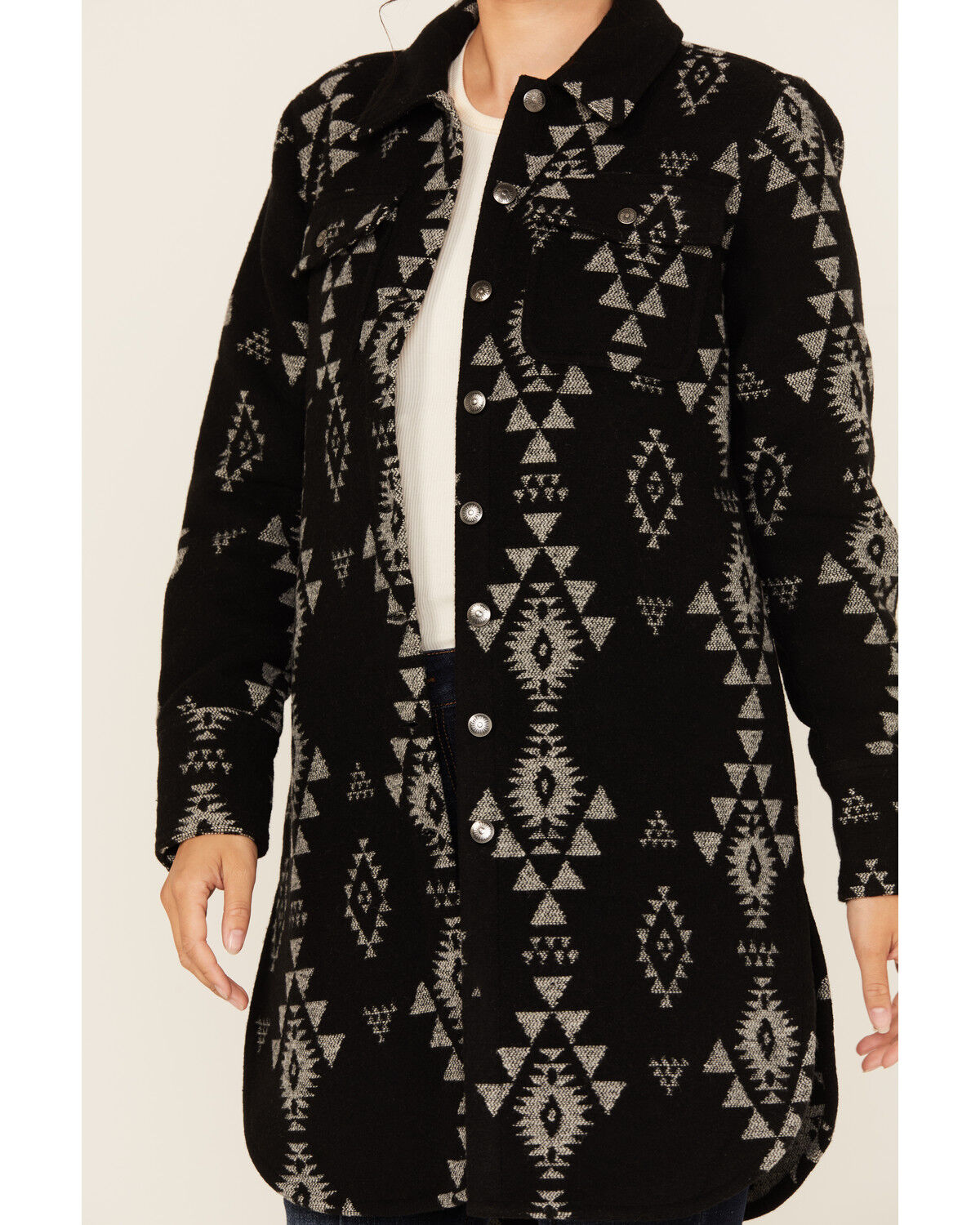 Image #3 - Shyanne Women's Southwestern Print Button-Down Shacket, Black, hi-res